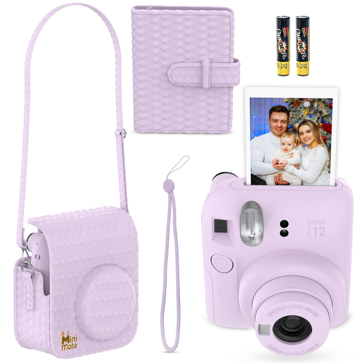 Fujifilm Instax Mini 12 Instant Camera Blossom Pink + Minimate Custom Designed Case + Fuji Instax Film 10 Sheets & Photo Album