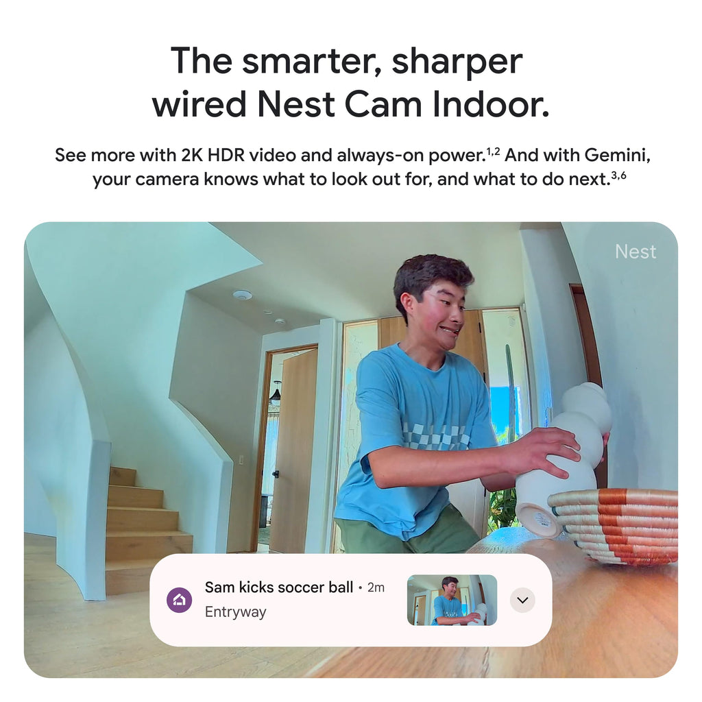 Google Nest Cam Indoor (Wired, 3rd Gen) - Security Camera - 2025 - Snow
