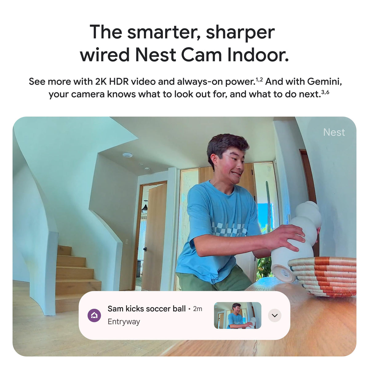 Google Nest Cam Indoor (Wired, 3rd Gen) - Security Camera - 2025 - Snow