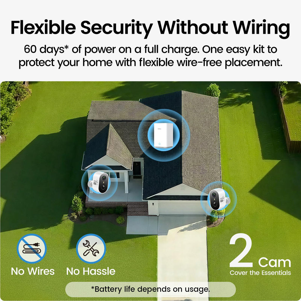 aosu 2K Battery Security Cameras Wireless Outdoor System, 4-Cam-Kit