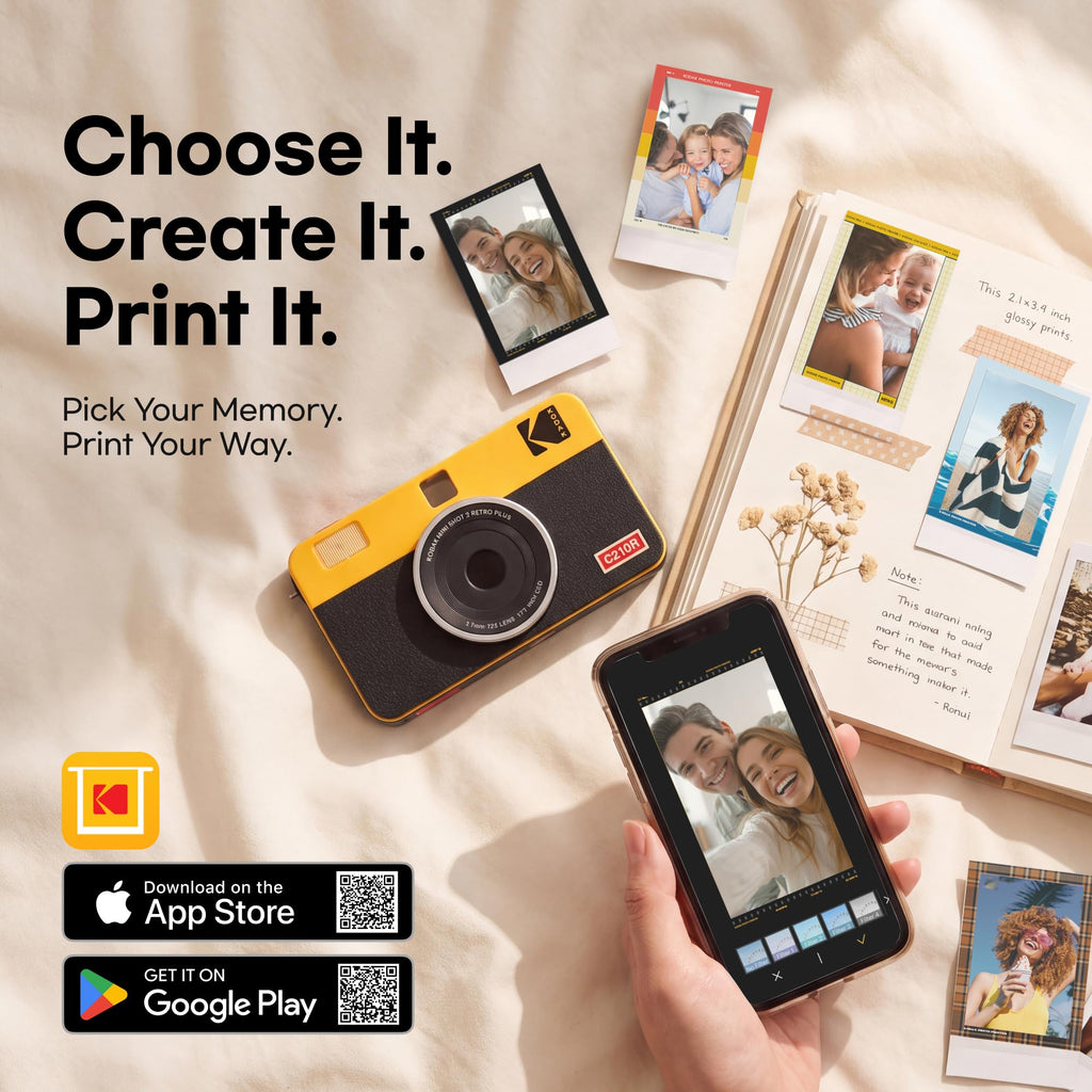 KODAK Mini Shot 2 Retro 2x3 Instant Camera, Photo Printer, 38 Sheet, White