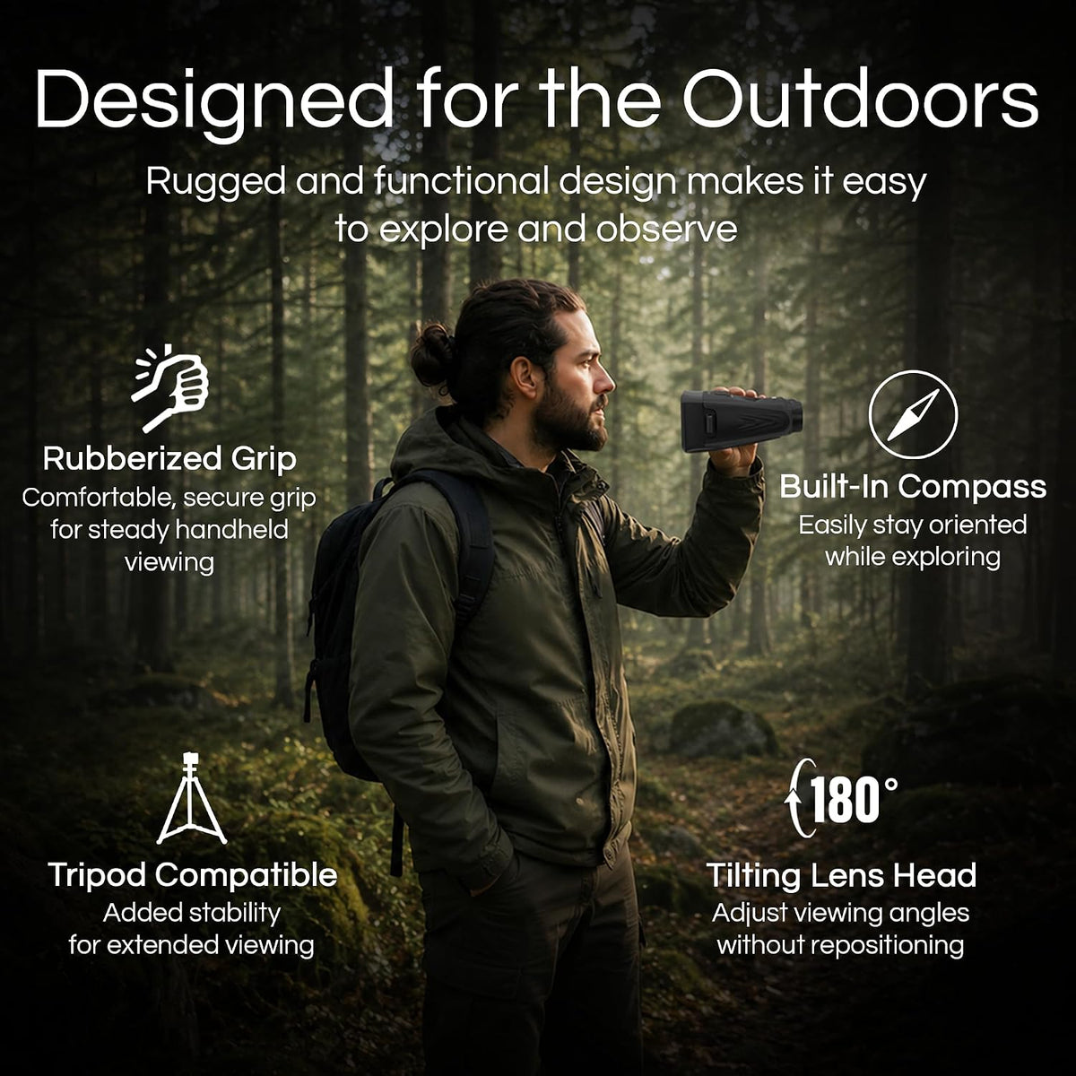 Minolta MNDM200T 10x25 Digital Night Vision Monocular with 4K UHD Camera -