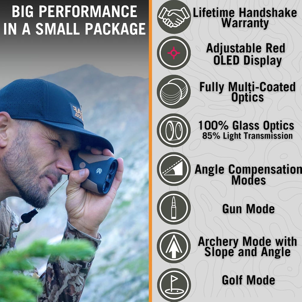 Astra Optix OTX/HTX1600 1760yd Laser rangefinder for Hunting, Shooting and Golfing with Red OLED/HD LCD Display Fast 0.10s and Accurate +/-1yd