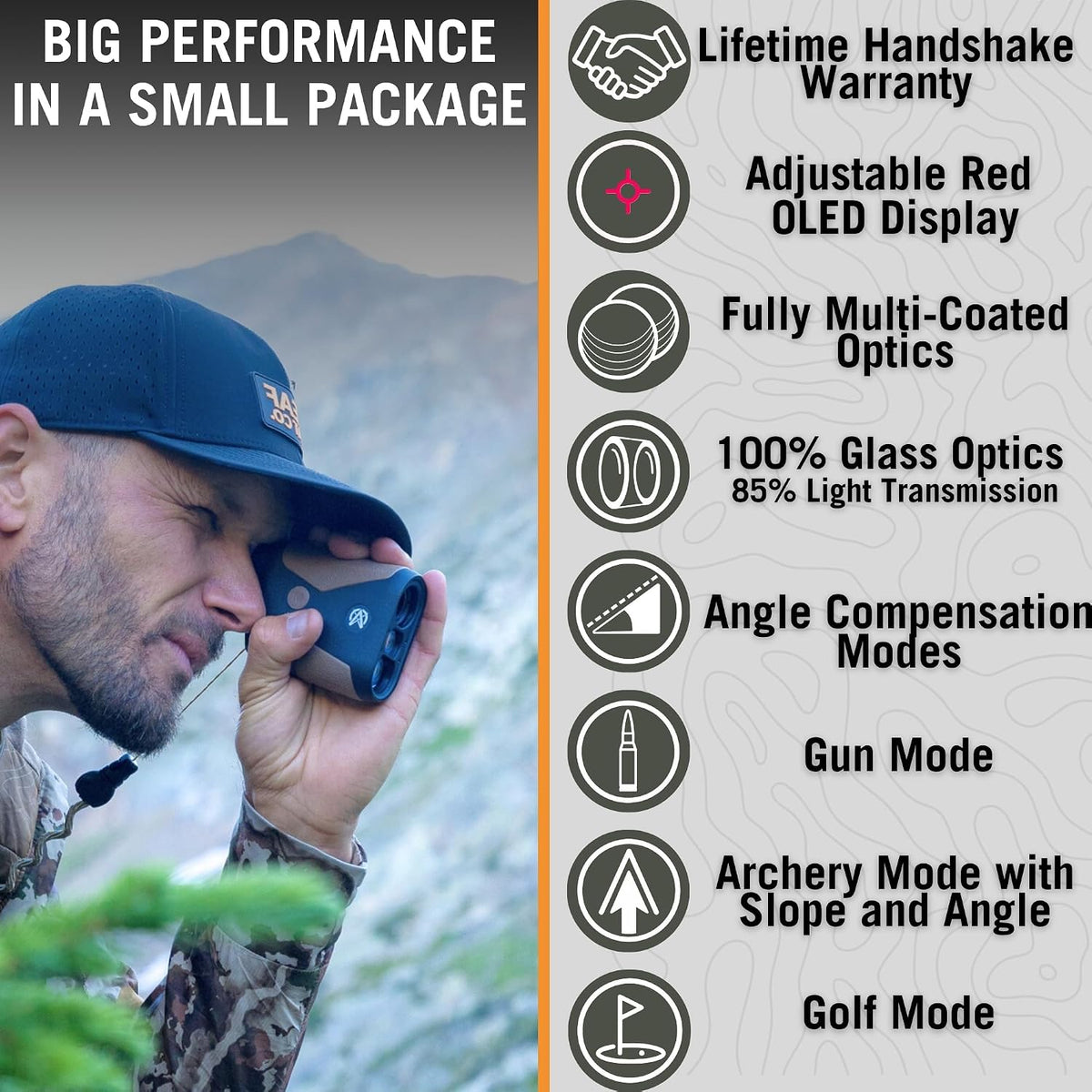 Astra Optix OTX/HTX1600 1760yd Laser rangefinder for Hunting, Shooting and Golfing with Red OLED/HD LCD Display Fast 0.10s and Accurate +/-1yd