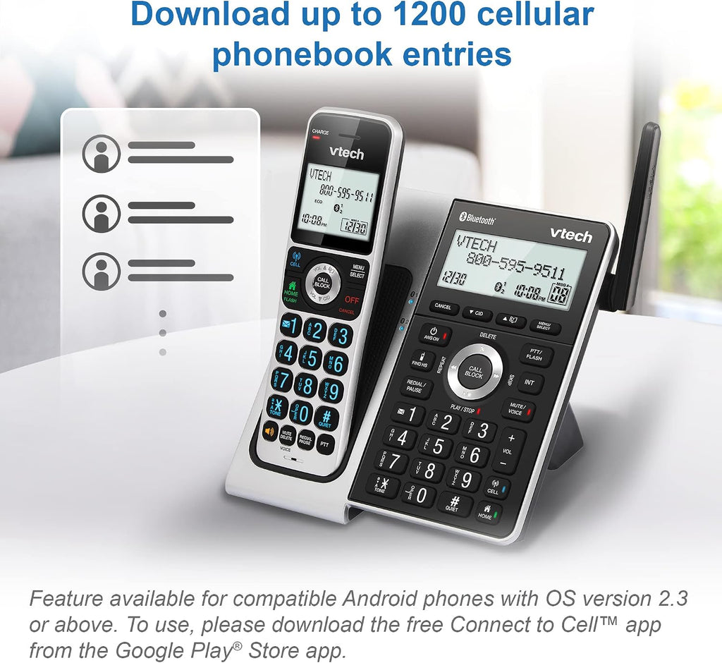 VTech VS306-5 DECT 6.0 5 Handsets Cordless Home Phone with Bluetooth, Answering System, Smart Call Blocker, Caller ID Announce, Backlit Display, Duplex Speakerphone (Silver & Black)