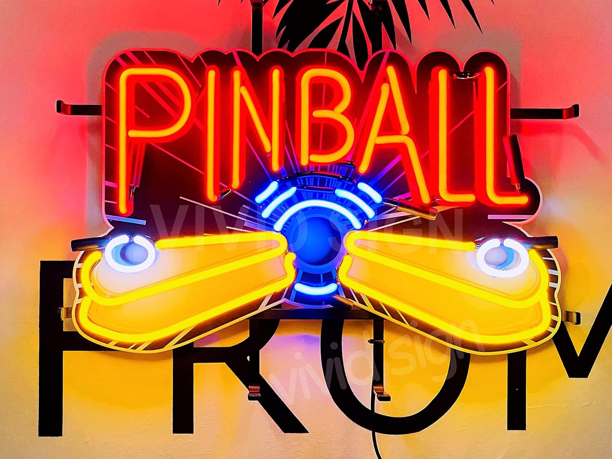 Queen Sense 20"x16" Pinball Machine Video Game Neon Sign Light Lamp with HD Vivid Printing Tech Artwork A120PBMV2VVD