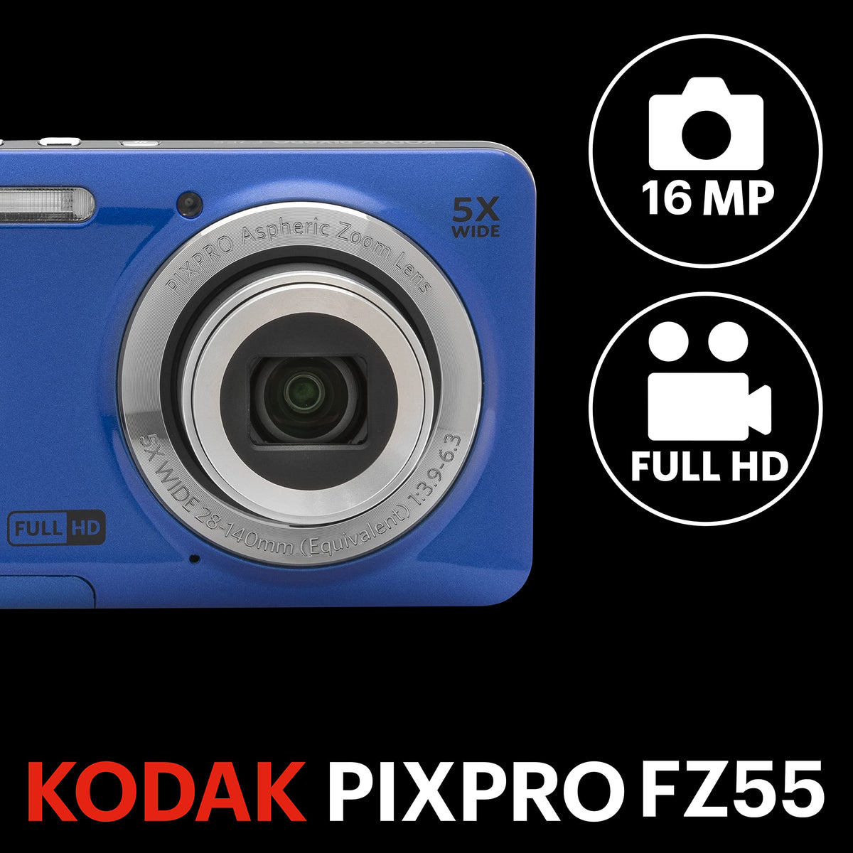 Kodak PixPro Friendly Zoom FZ55 16MP 1080p Full HD Camera (Pastel Pink)