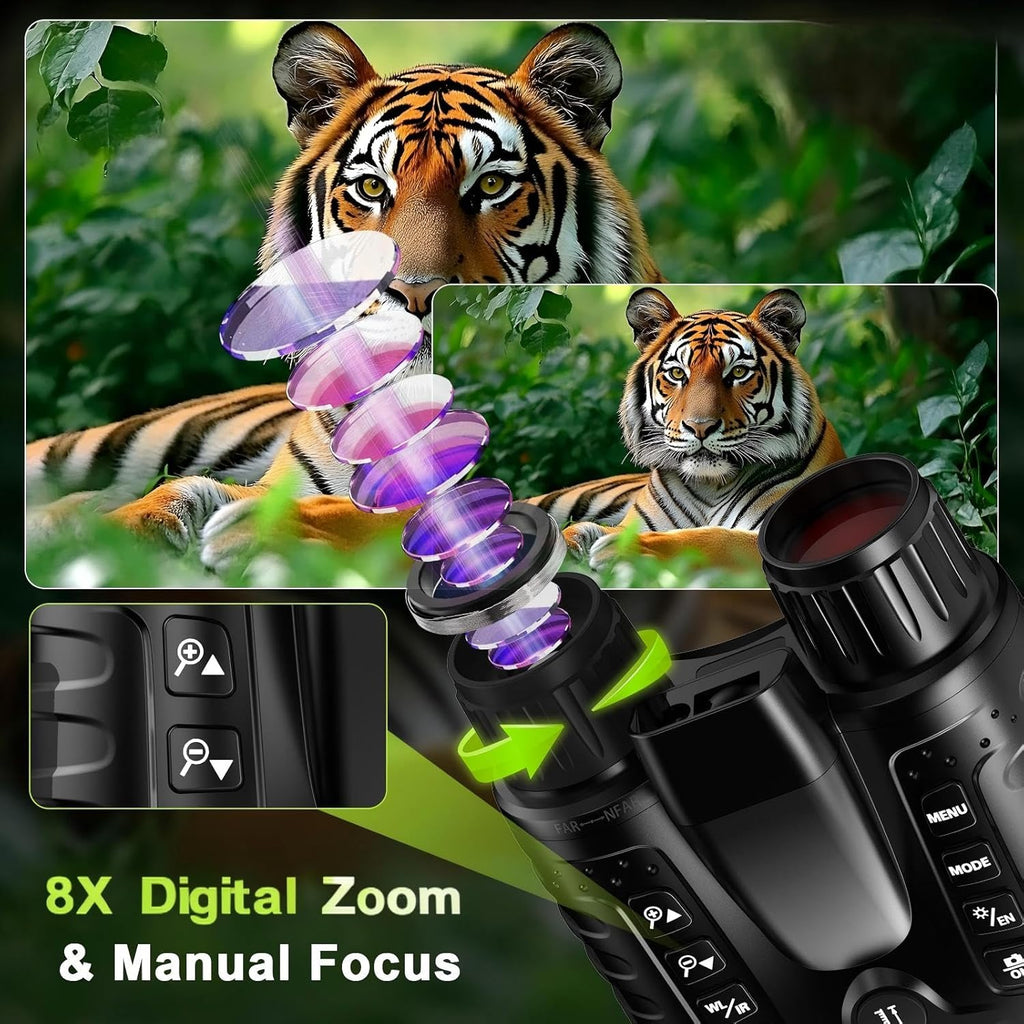 4K Night Vision Goggles, Night Vision Binoculars with Rangefinder, 3.2" HD Screen, 5000mAh Rechargeable Battery, 32GB TF Card for Adults, Camping, Wildlife Observation