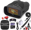 Minolta MNDM10B 10x25 Night Vision 4K Digital Camera Monocular (Black) Bundle with Cleaning Kit + USB Wall Charger + 32GB MicroSD Memory Card + USB Card Reader- SD/microSD + Memory Card Wallet