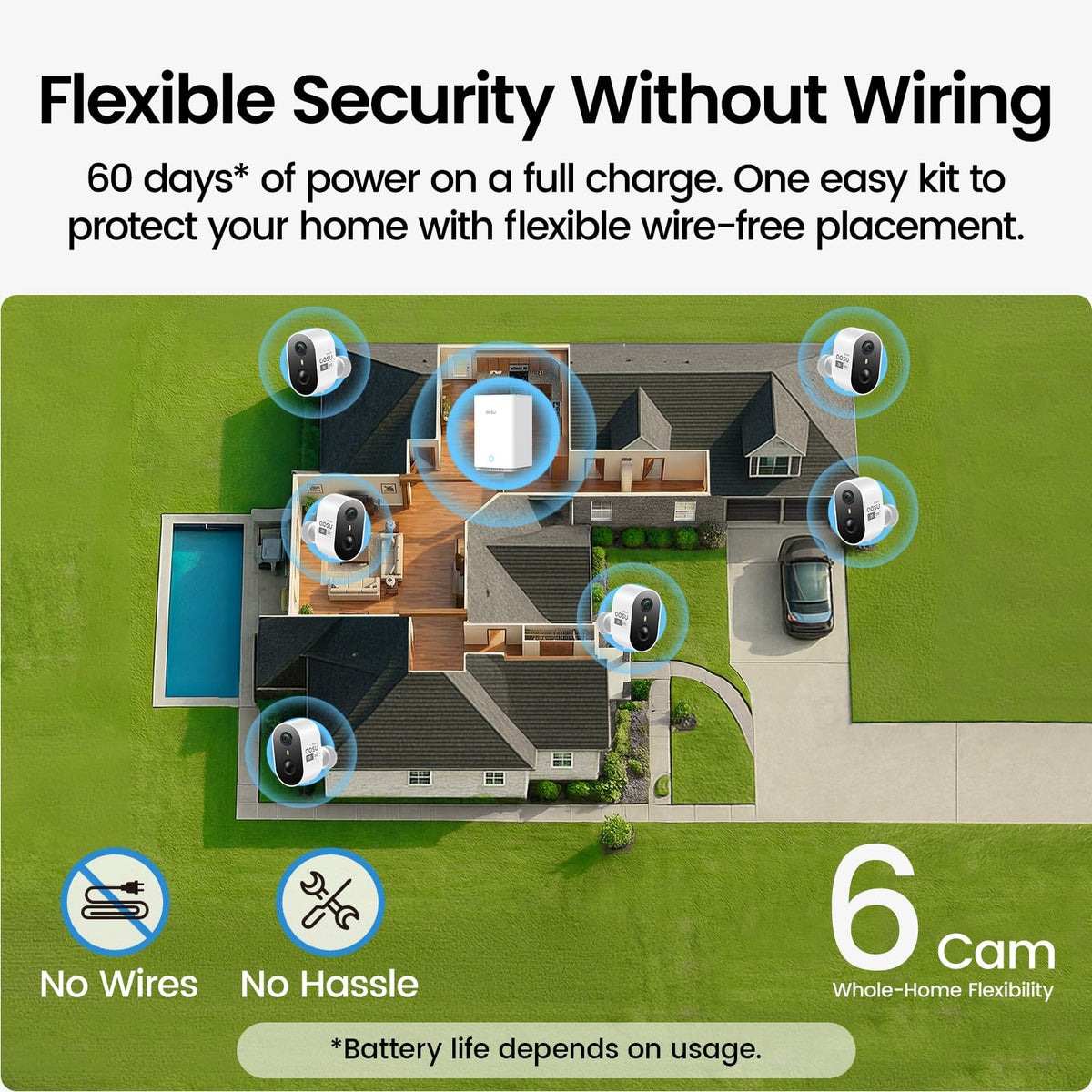 aosu 2K Battery Security Cameras Wireless Outdoor System, 4-Cam-Kit
