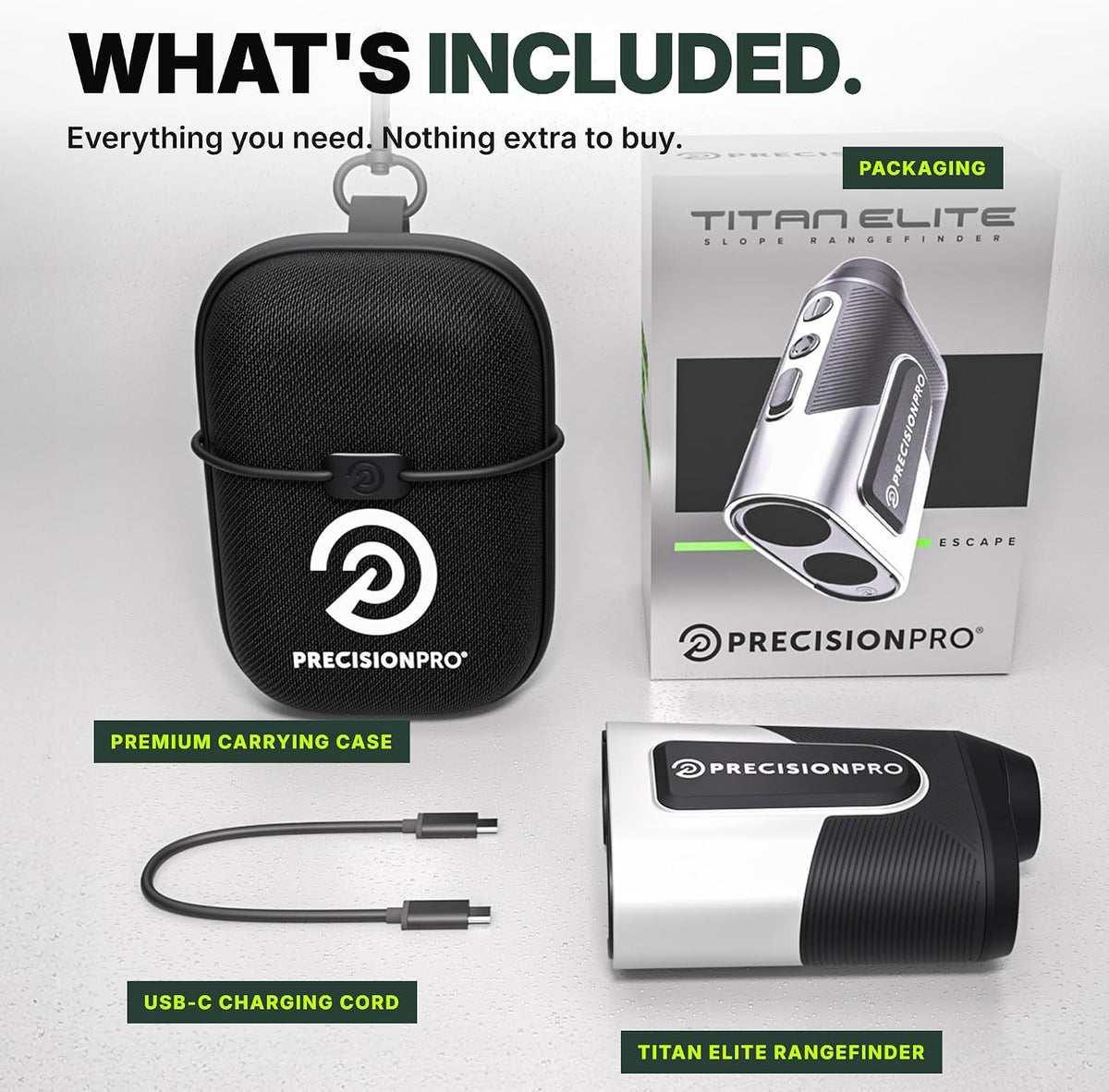 Precision Pro Titan Elite Golf Rangefinder, Bluetooth GPS in Viewfinder
