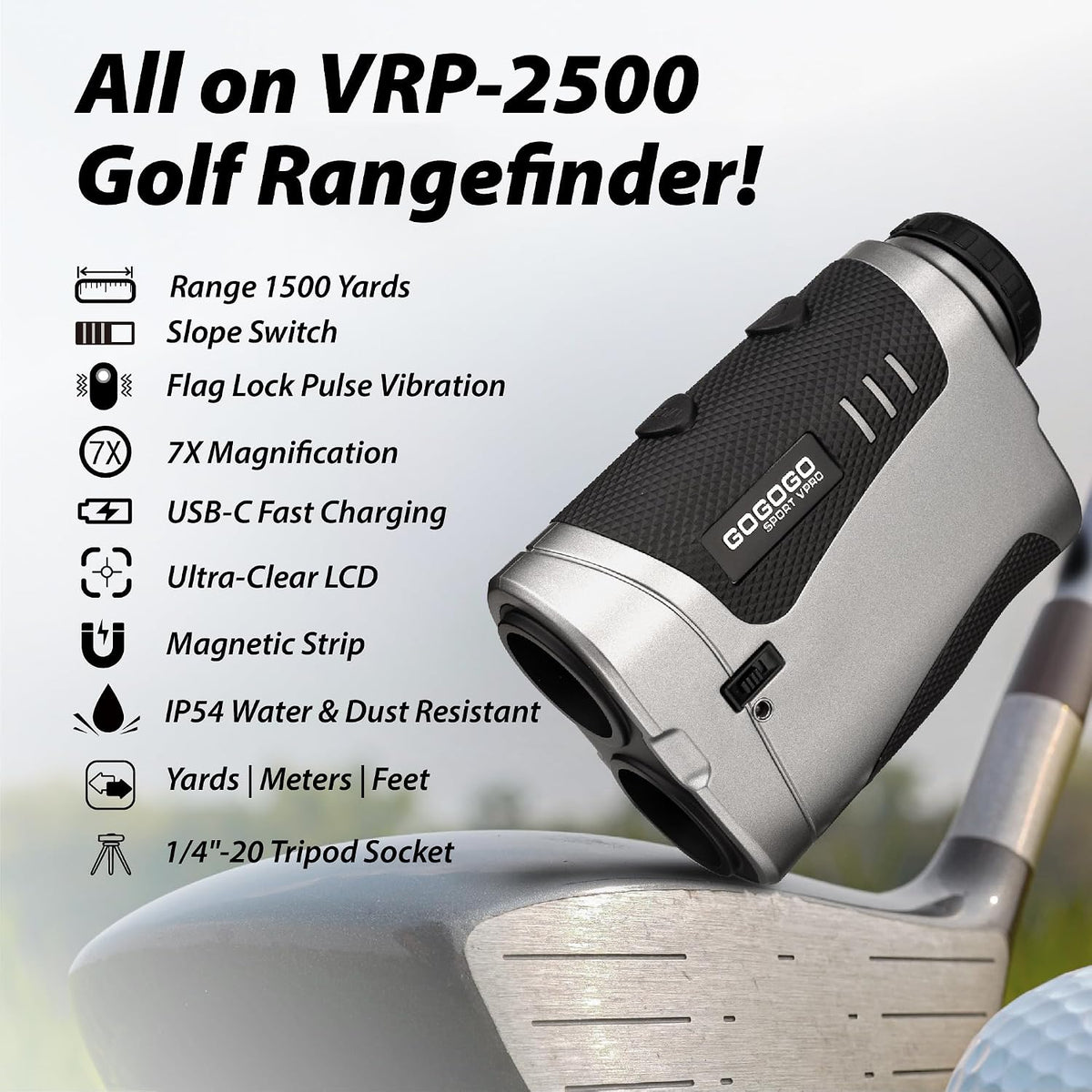 Gogogo Sport Vpro Range Finder for Golf/Hunting with Slope, 1500/2500 Yards
