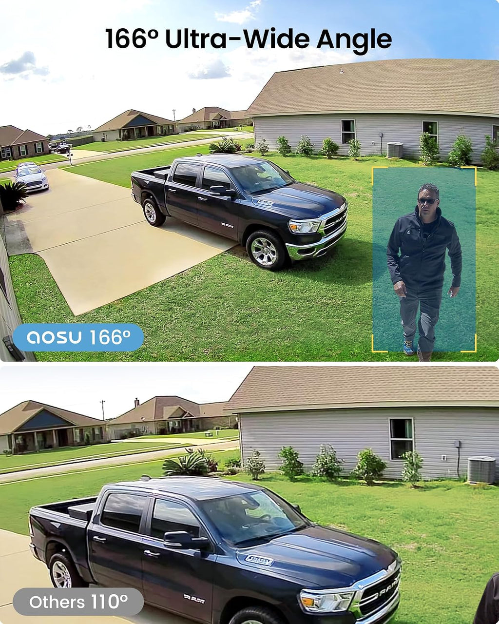 aosu 2K QHD Battery Security Cameras Wireless Outdoor System, 2-Cam-Kit