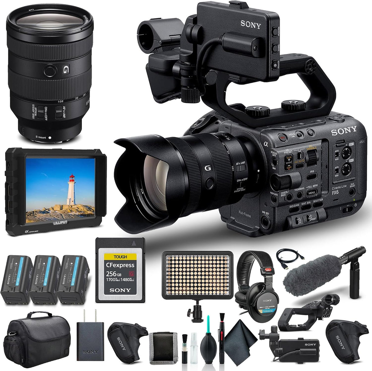 Sony FX6 Cinema Camera with 24-105mm Lens & Microphone Bundle