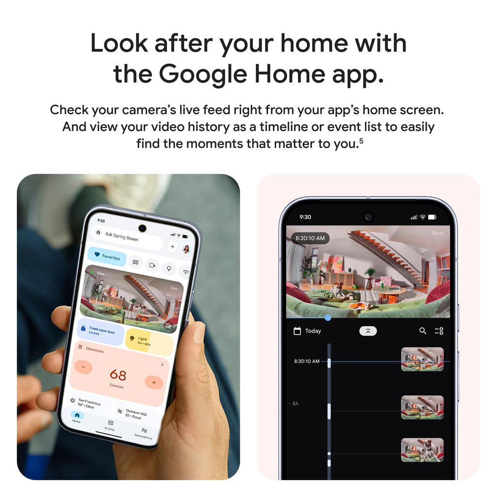 Google Nest Cam Indoor (Wired, 3rd Gen) - Security Camera - 2025 - Snow