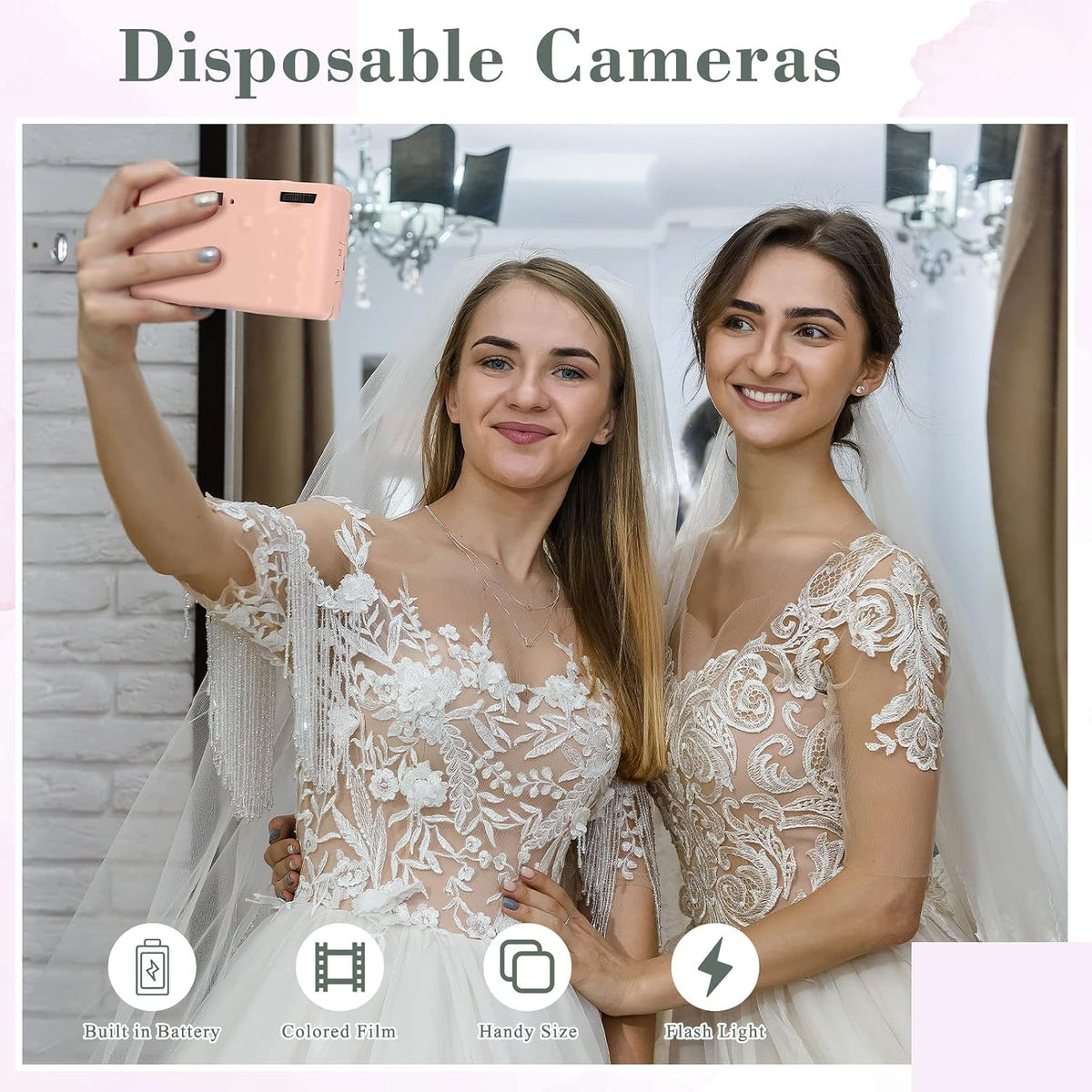 Leifide 8 Pcs Disposable Camera Bulk with Flash Color Film, Cute Color