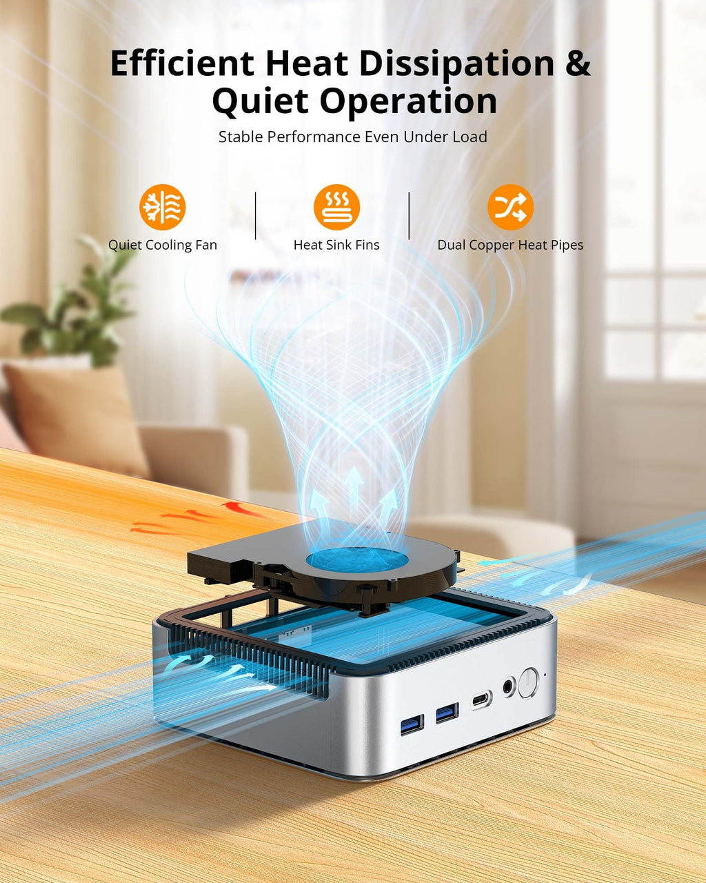 Glorlin Mini PC - Ryzen 5 3501U (up to 3.7GHz), 16GB DDR4 512GB SSD, Mini Desktop Computer with Triple 4K Display Support, WiFi 6 Bluetooth 5.3, Small Micro PC for Work, Study & Multitasking