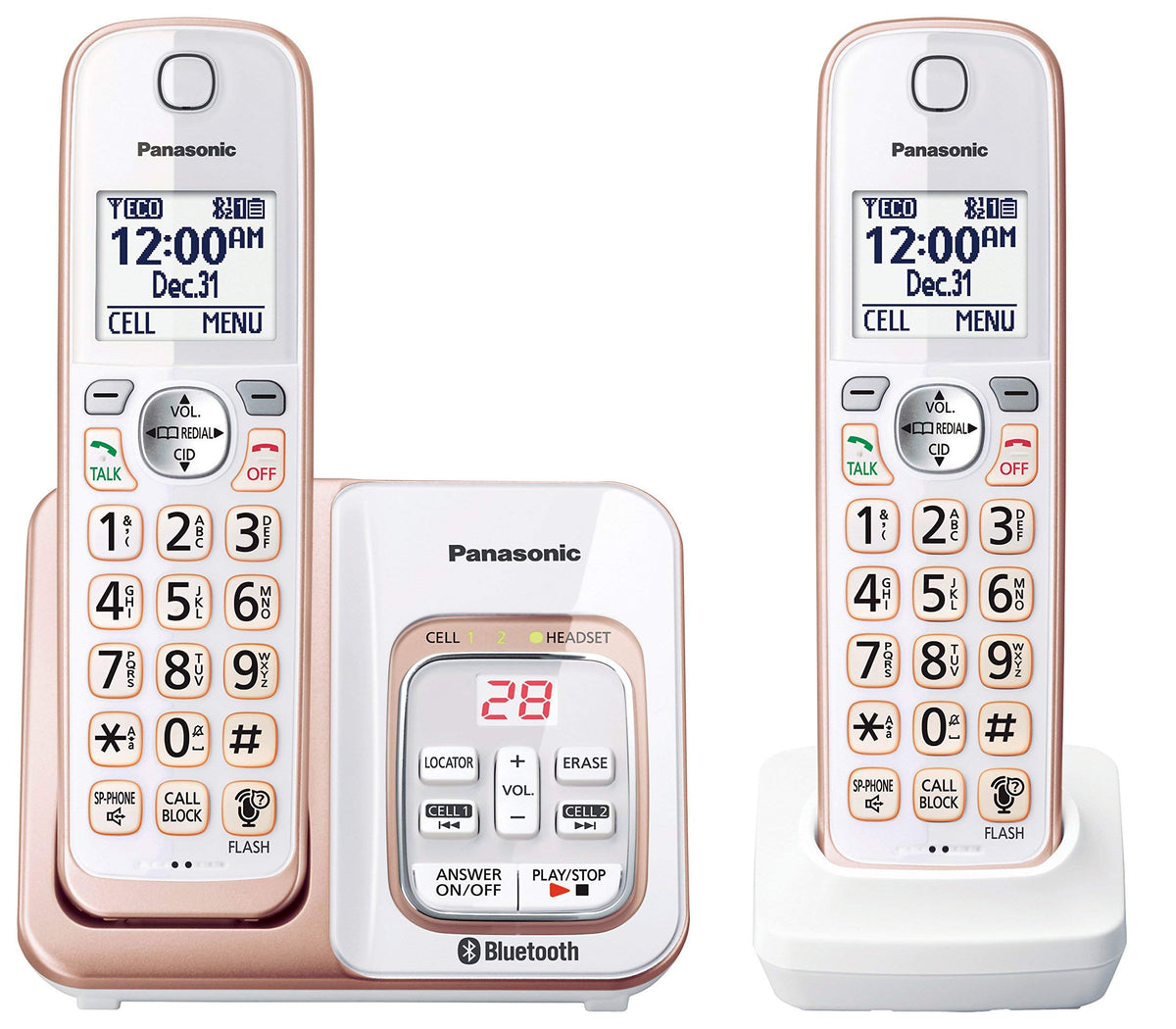 Panasonic 3 Handset Expandable Cordless Phone System with Link2Cell Bluetooth, Voice Assistant, Answering Machine and Call Blocking - KX-TGD563M (Metallic Black)