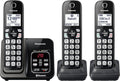 Panasonic Expandable Cordless Phone System with Link2Cell Bluetooth, Voice Assistant, Answering Machine and Call Blocking - 3 Cordless Handsets - KX-TGD663M (Metallic Black)