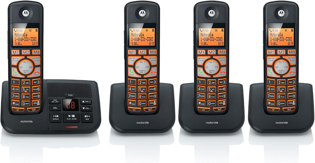 Motorola DECT 6.0 Cordless Digital Home Phone with 4 Handsets, Caller ID and Answering System K704B - Black