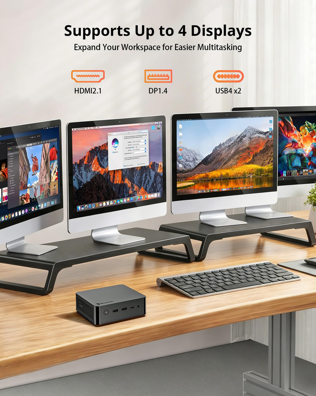 Glorlin Mini PC - Ryzen 5 3501U (up to 3.7GHz), 16GB DDR4 512GB SSD, Mini Desktop Computer with Triple 4K Display Support, WiFi 6 Bluetooth 5.3, Small Micro PC for Work, Study & Multitasking