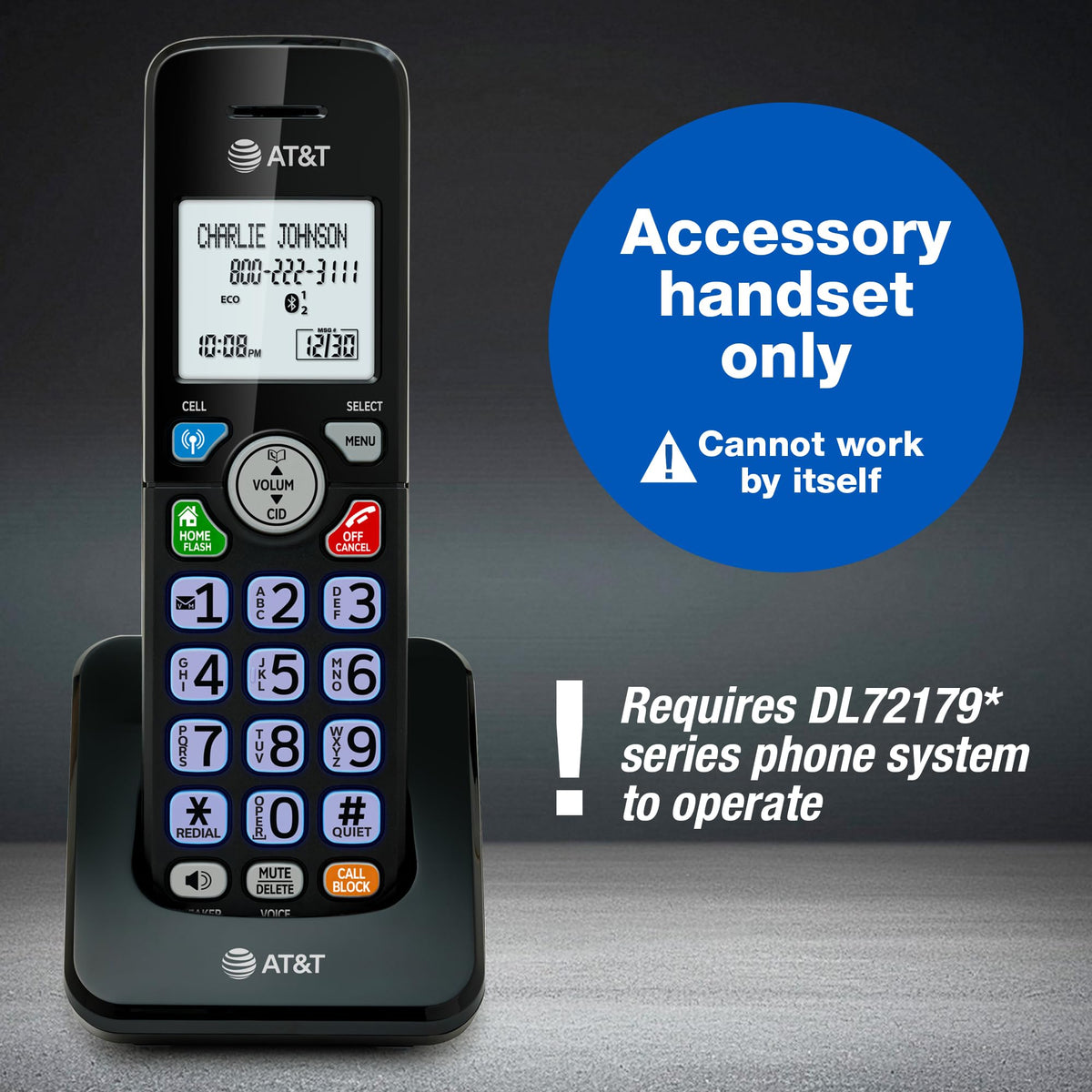 AT&T DL72319 DECT 6.0 3-Handset Cordless Phone for Home with Connect to Cell, Call Blocking, 1.8" Backlit Screen, Big Buttons, intercom, and Unsurpassed Range