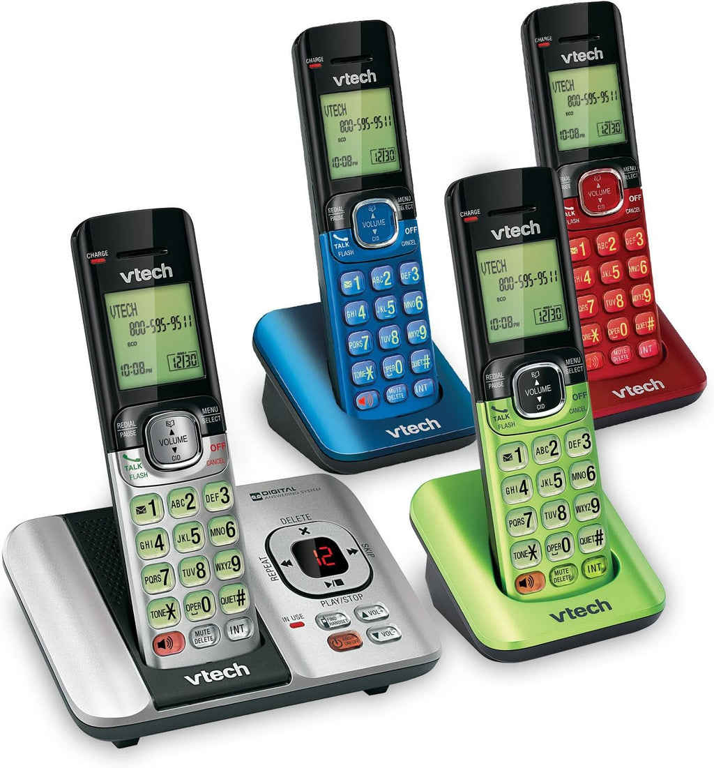 VTech CS6529-4B 4-Handset Cordless Phone with Answering Machine, Caller ID/Call Waiting, DECT 6.0 System, Wall Mountable