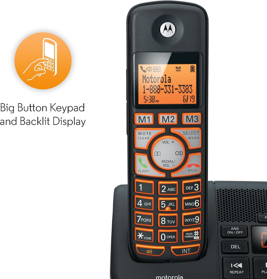 Motorola DECT 6.0 Cordless Digital Home Phone with 4 Handsets, Caller ID and Answering System K704B - Black