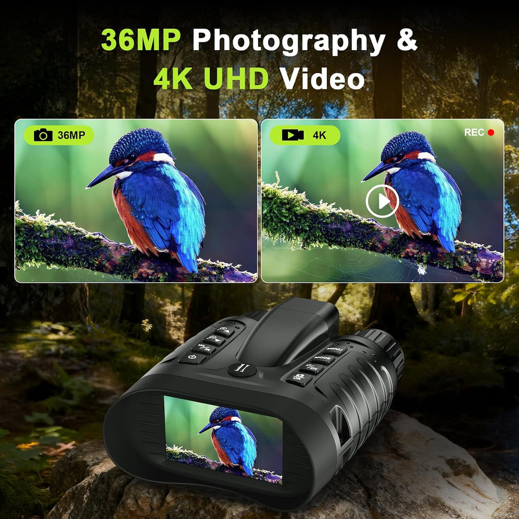 4K Night Vision Goggles, Night Vision Binoculars with Rangefinder, 3.2" HD Screen, 5000mAh Rechargeable Battery, 32GB TF Card for Adults, Camping, Wildlife Observation