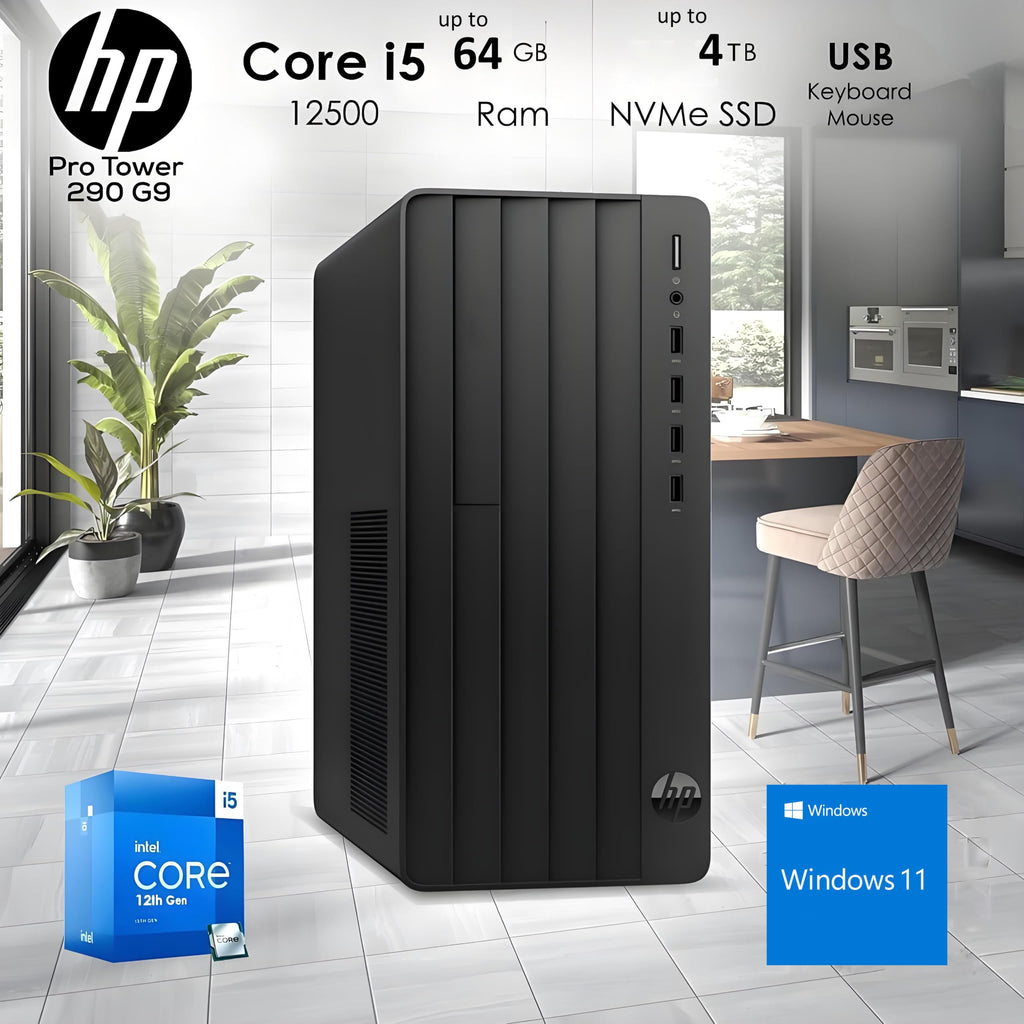 HP Pro Tower Desktop for Business & Home, Intel i5-12500 Processor, 32GB RAM, 1TB SSD, Intel UHD Graphics 770, Wi-Fi 6, Bluetooth 5.3, Windows 11 Home