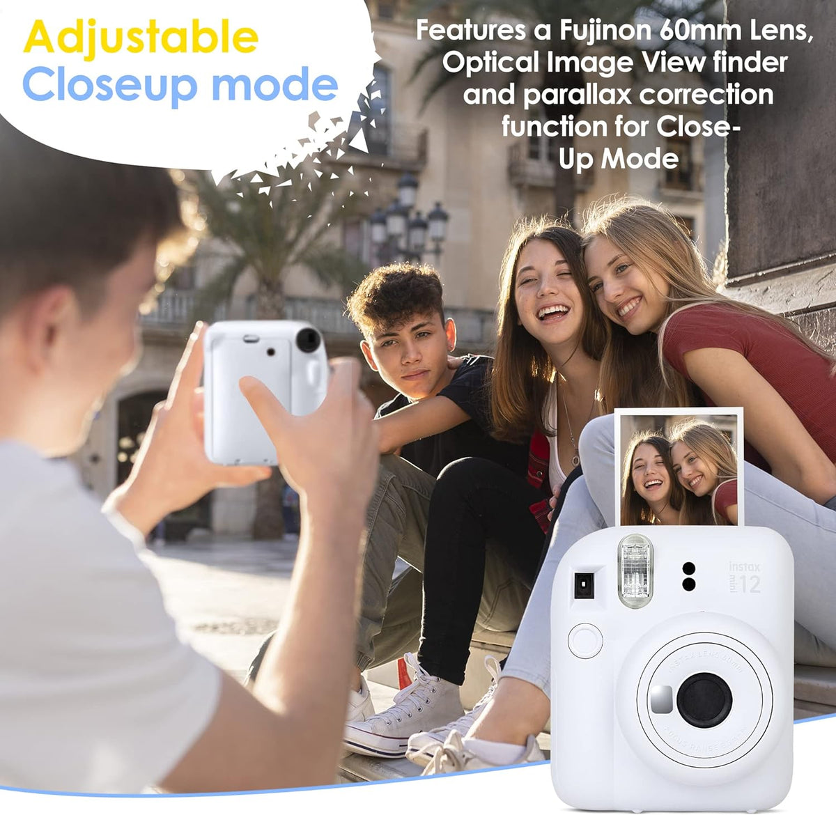 Fujifilm Instax Mini 12 Instant Camera Clay White & 60 Fuji Film Sheets