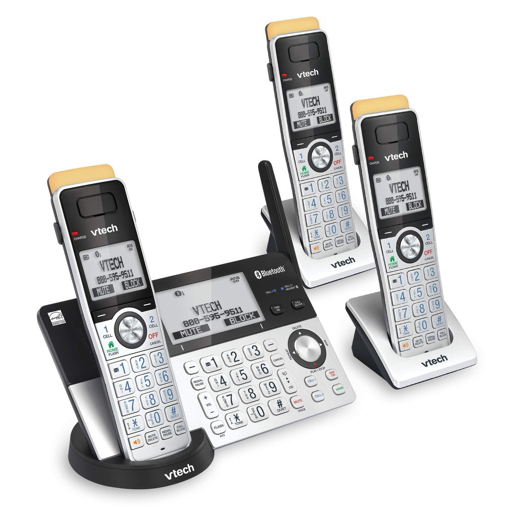 VTech IS8151-2 Super Long Range 2 Handset DECT 6.0 Cordless Phone for Home with Answering Machine, 2300 ft Range, Call Blocking, Bluetooth, Headset Jack, Power Backup, Intercom, Expandable to 12 HS