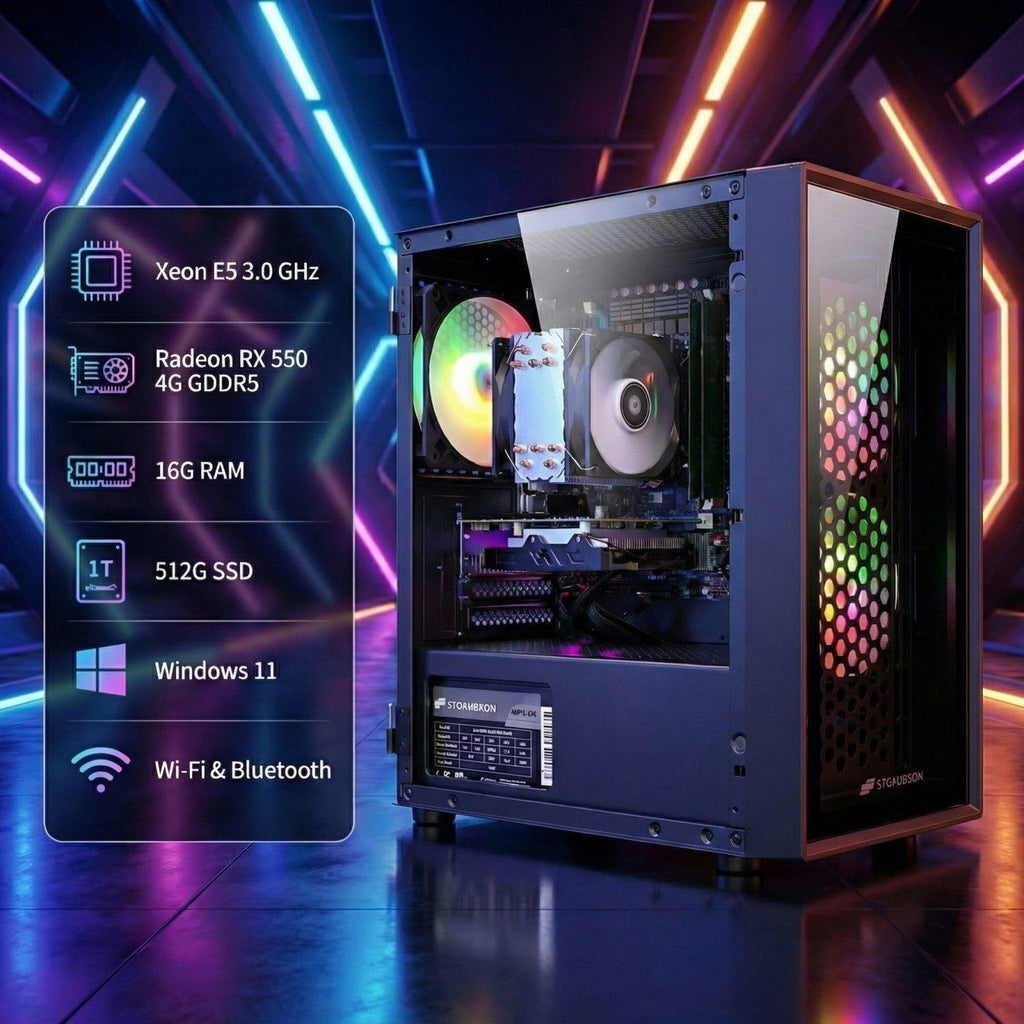 STGAubron Gaming PC Desktop,Core I7,RX 580 8G,32G RAM,512G SSD