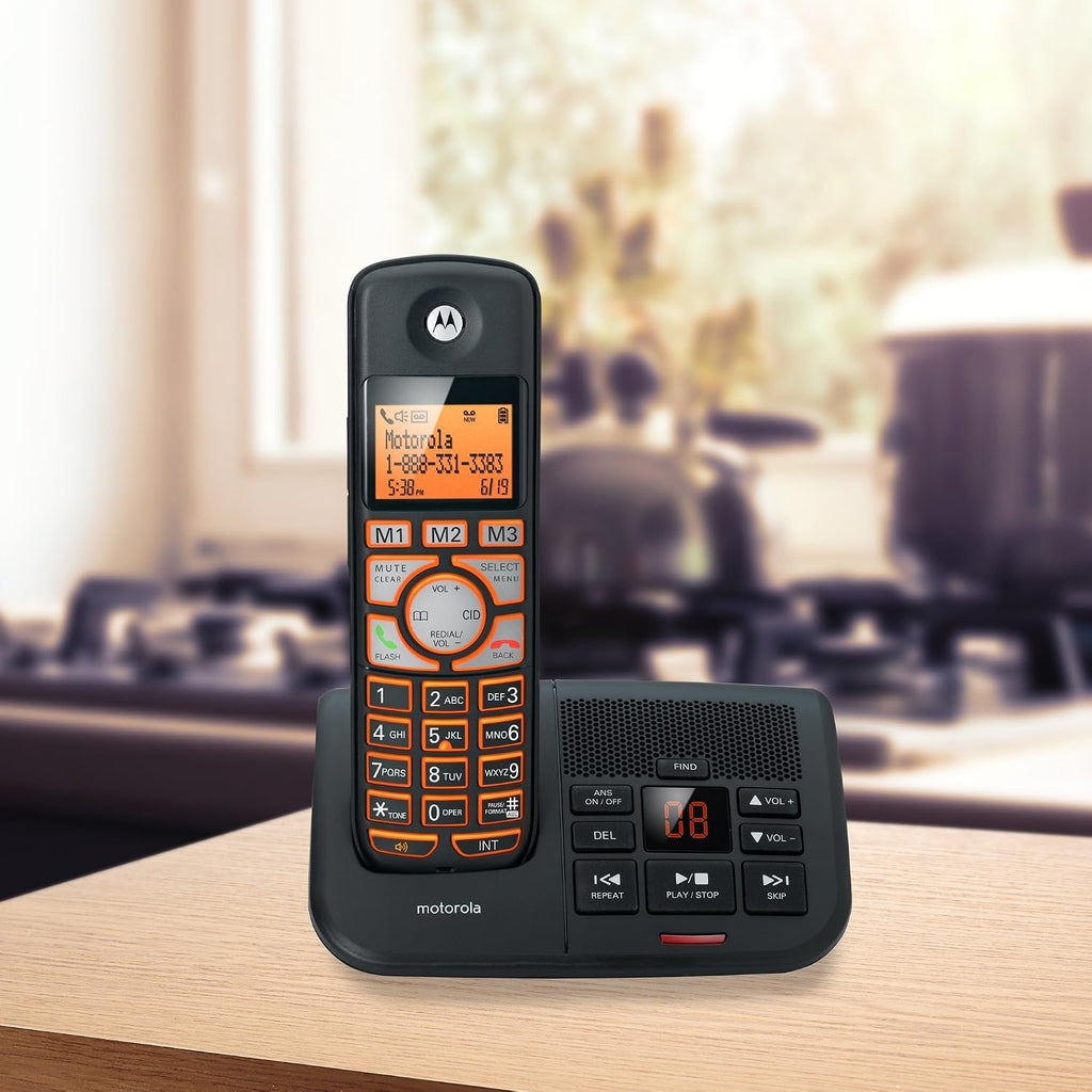 Motorola DECT 6.0 Cordless Digital Home Phone with 4 Handsets, Caller ID and Answering System K704B - Black