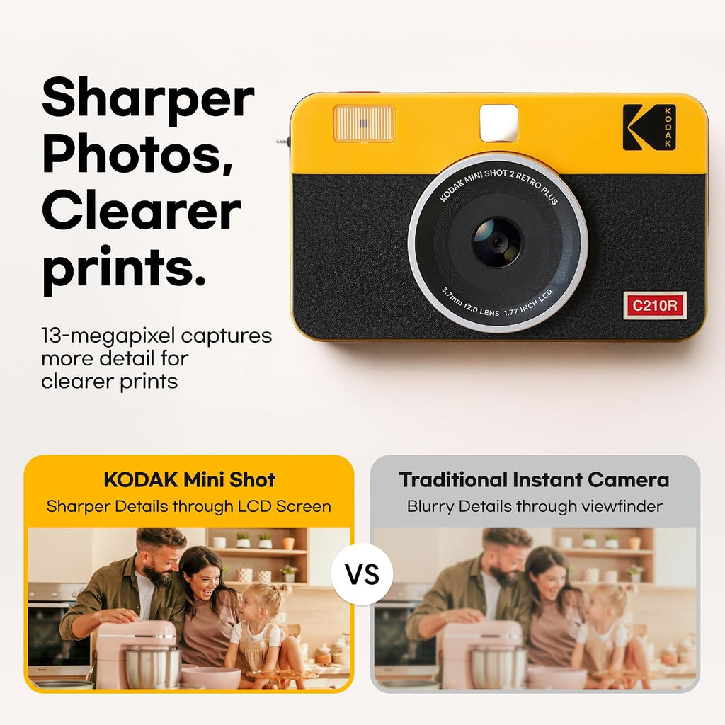 KODAK Mini Shot 2 Retro 2x3 Instant Camera, Photo Printer, 38 Sheet, White