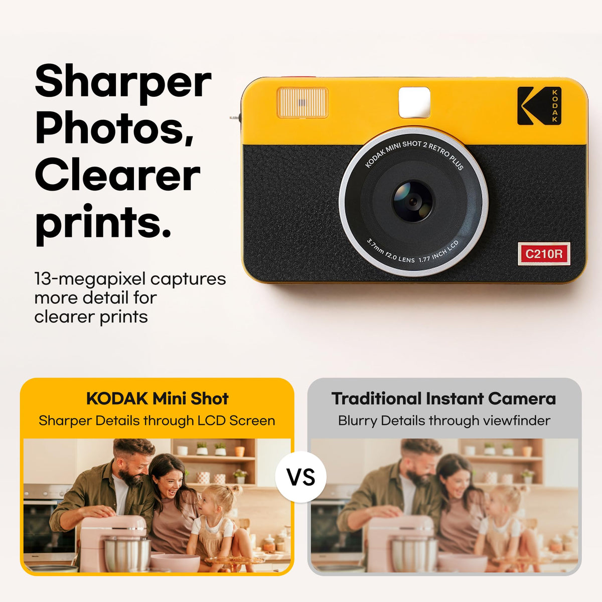 KODAK Mini Shot 2 Retro 2x3 Instant Camera, Photo Printer, 38 Sheet, White
