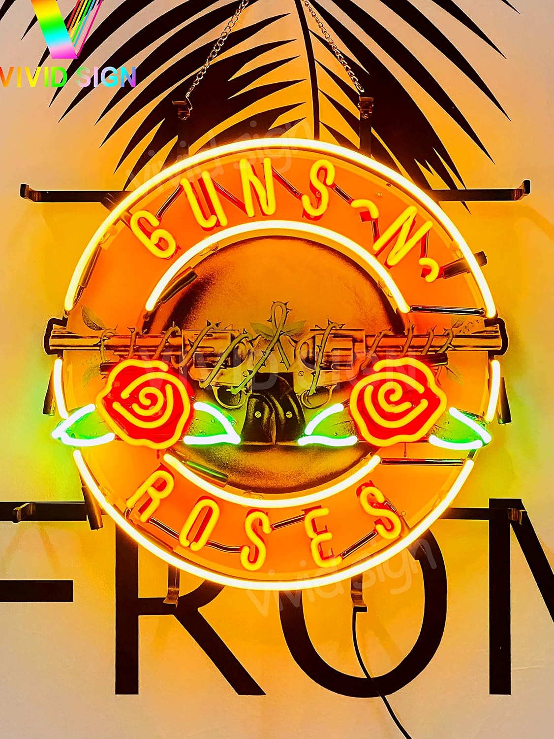 Queen Sense 17"x17" Pinball Machine Gun N Rose Neon Sign Light Lamp with HD Vivid Printing Tech Artwork A120PBMGRVVD