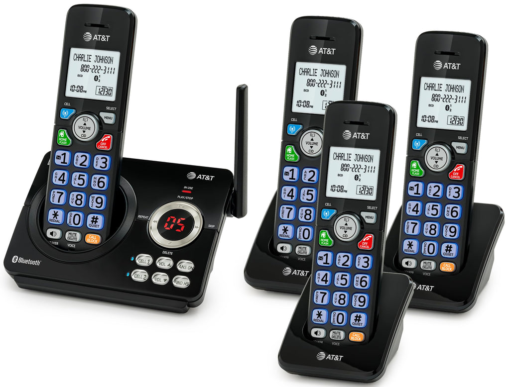AT&T DL72319 DECT 6.0 3-Handset Cordless Phone for Home with Connect to Cell, Call Blocking, 1.8" Backlit Screen, Big Buttons, intercom, and Unsurpassed Range