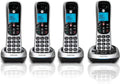 Motorola CD4014 DECT 6.0 Cordless Phone with Answering Machine and Call Block, Silver/Black, 4 Handsets