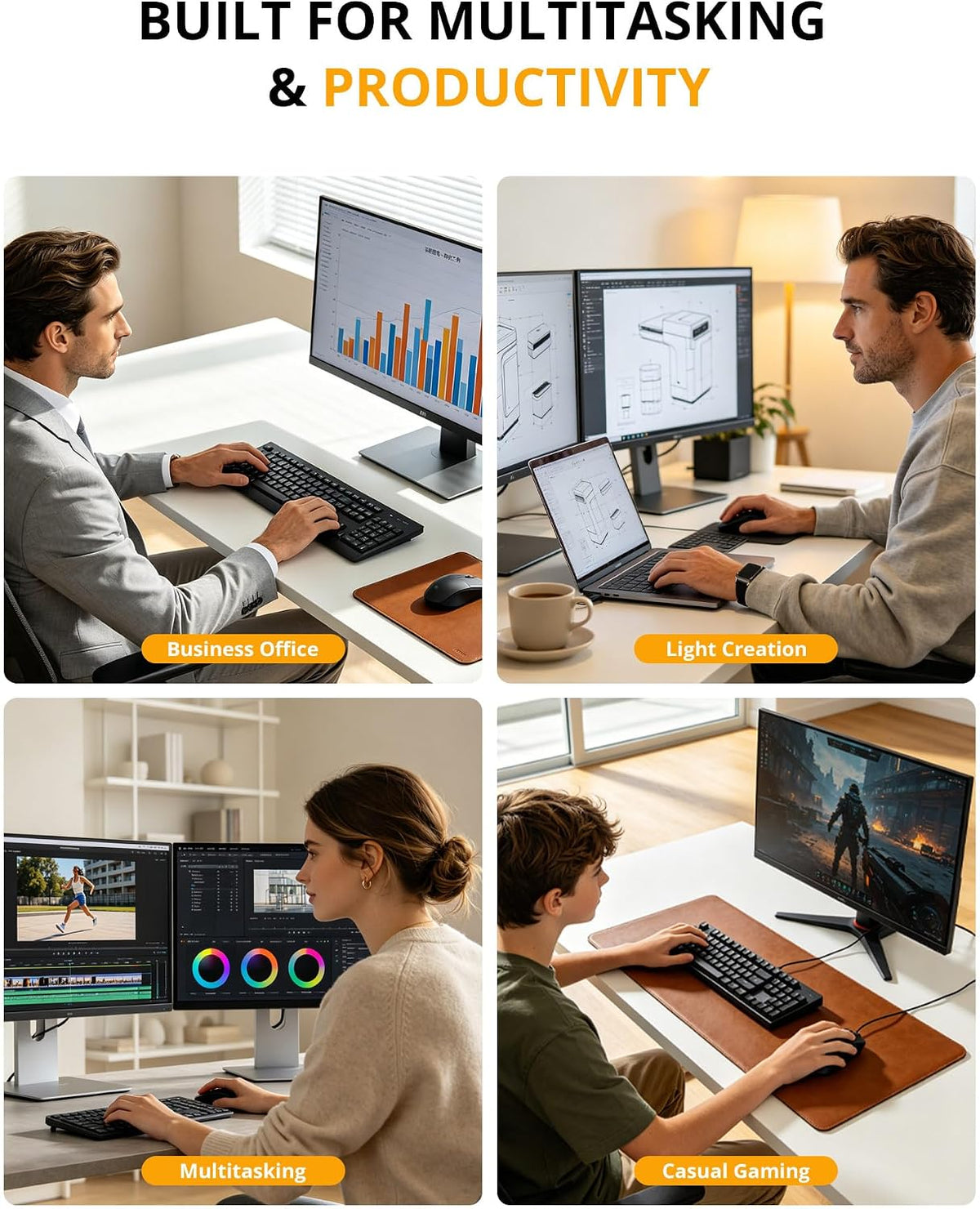 Glorlin Mini PC - Ryzen 5 3501U (up to 3.7GHz), 16GB DDR4 512GB SSD, Mini Desktop Computer with Triple 4K Display Support, WiFi 6 Bluetooth 5.3, Small Micro PC for Work, Study & Multitasking