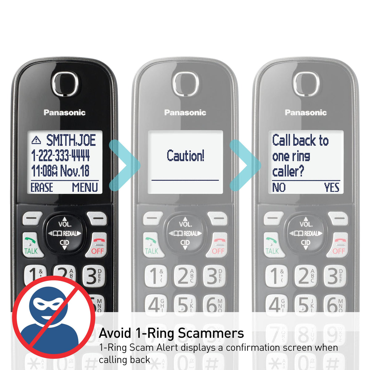 Panasonic Cordless Phone with Answering Machine, Link2Cell Bluetooth Home Phones, Voice Assistant and Advanced Call Blocking, Expandable System with 4 Handsets, Cordless Telephone, KX-TGD864W (White)