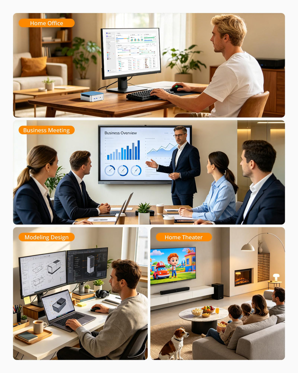 Glorlin Mini PC - Ryzen 5 3501U (up to 3.7GHz), 16GB DDR4 512GB SSD, Mini Desktop Computer with Triple 4K Display Support, WiFi 6 Bluetooth 5.3, Small Micro PC for Work, Study & Multitasking