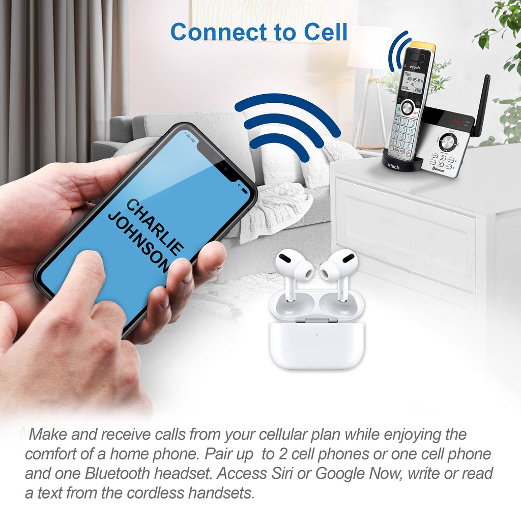 VTech IS8128-51 Super Long Range 5-Handset DECT 6.0 Cordless Phone for Home with Answering Machine, 2300 ft Range, Call Blocking, Bluetooth Connect to Cell, Intercom