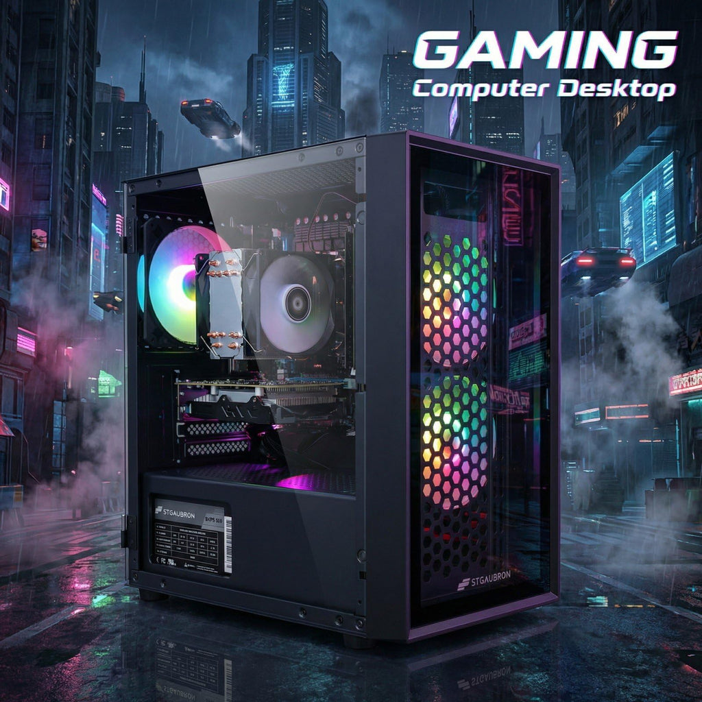 STGAubron Gaming PC Desktop,Core I7,RX 580 8G,32G RAM,512G SSD