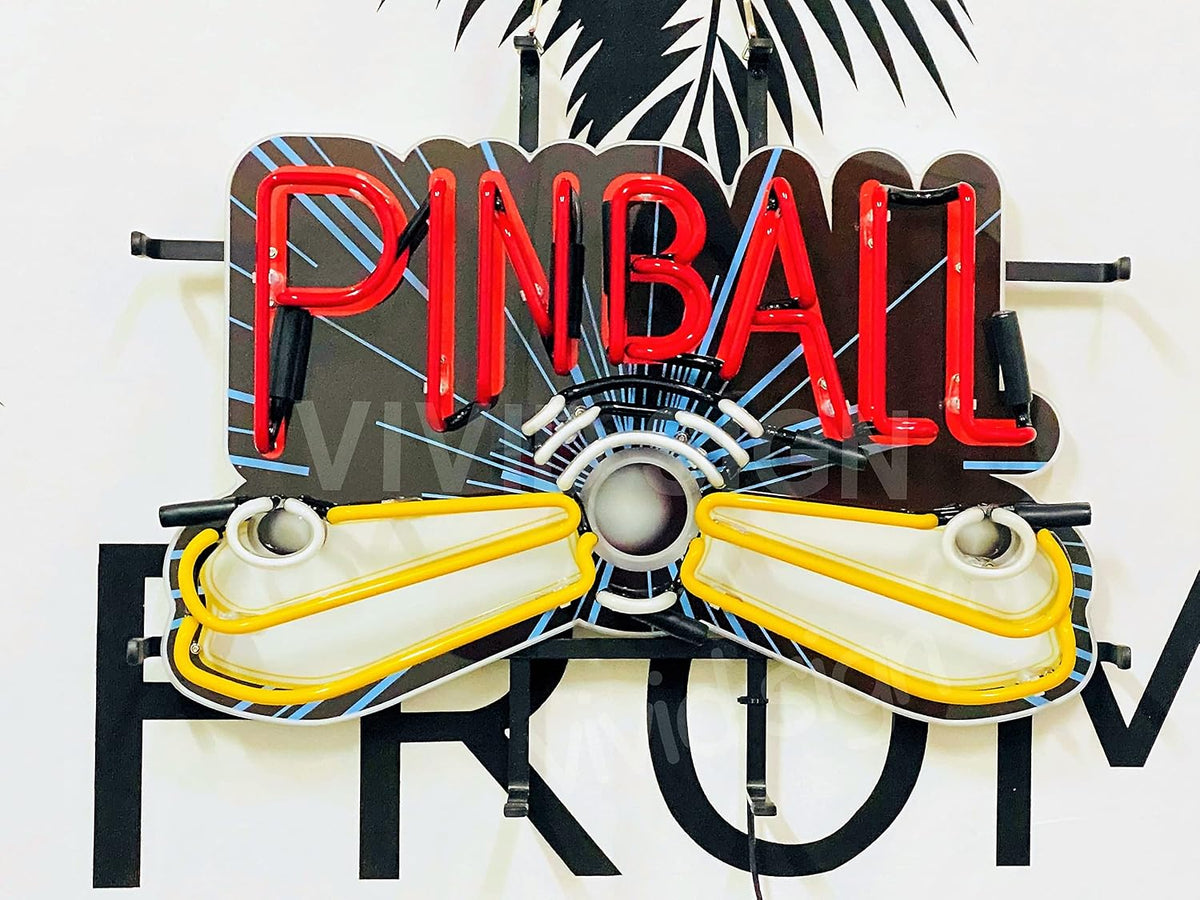 Queen Sense 20"x16" Pinball Machine Video Game Neon Sign Light Lamp with HD Vivid Printing Tech Artwork A120PBMV2VVD