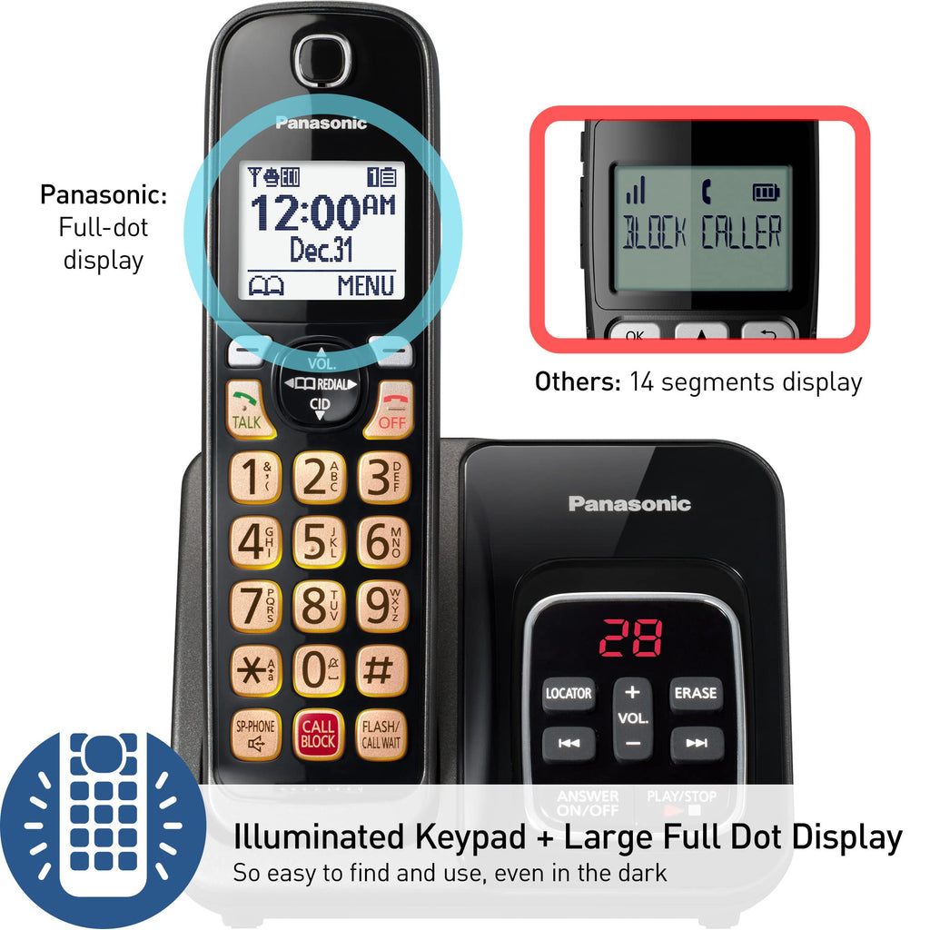 Panasonic Cordless Phone with Answering Machine, Link2Cell Bluetooth Home Phones, Voice Assistant and Advanced Call Blocking, Expandable System with 4 Handsets, Cordless Telephone, KX-TGD864W (White)