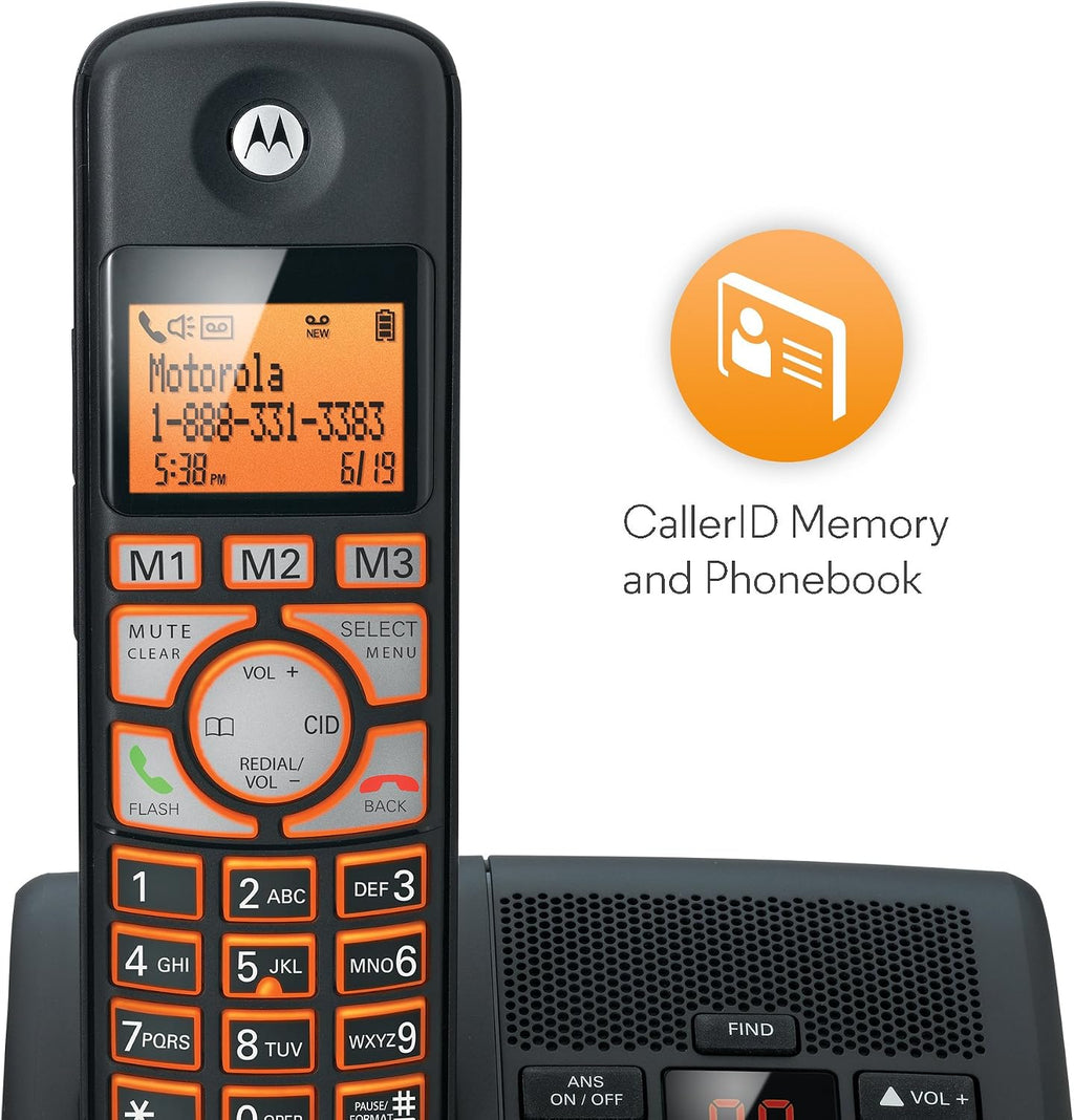Motorola DECT 6.0 Cordless Digital Home Phone with 4 Handsets, Caller ID and Answering System K704B - Black