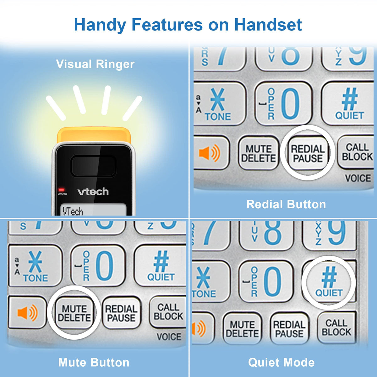 VTech IS8128-51 Super Long Range 5-Handset DECT 6.0 Cordless Phone for Home with Answering Machine, 2300 ft Range, Call Blocking, Bluetooth Connect to Cell, Intercom