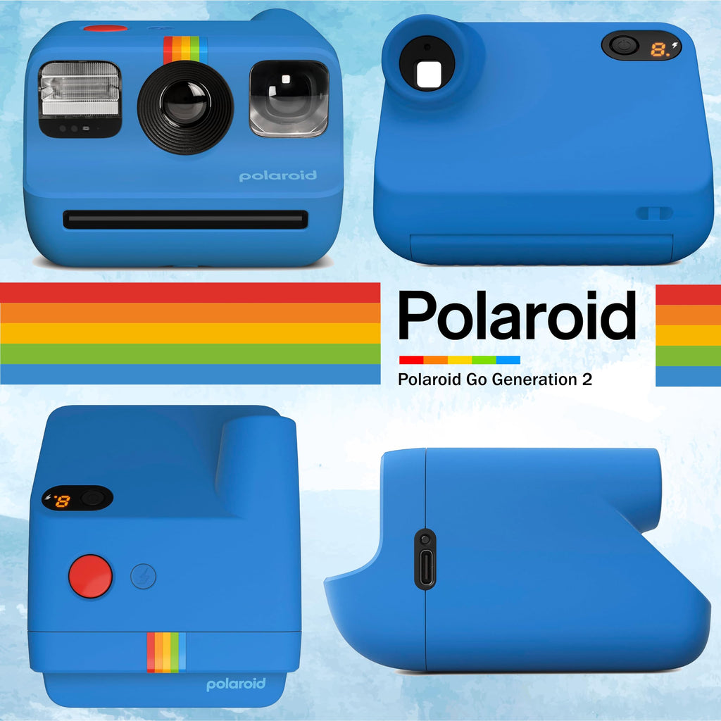 Polaroid Go Generation 2 Instant Film mini Camera (Black) Bundled with Polaroid GO Color Film Double Pack, Hard Carrying Case, Lens Cleaning Cloth