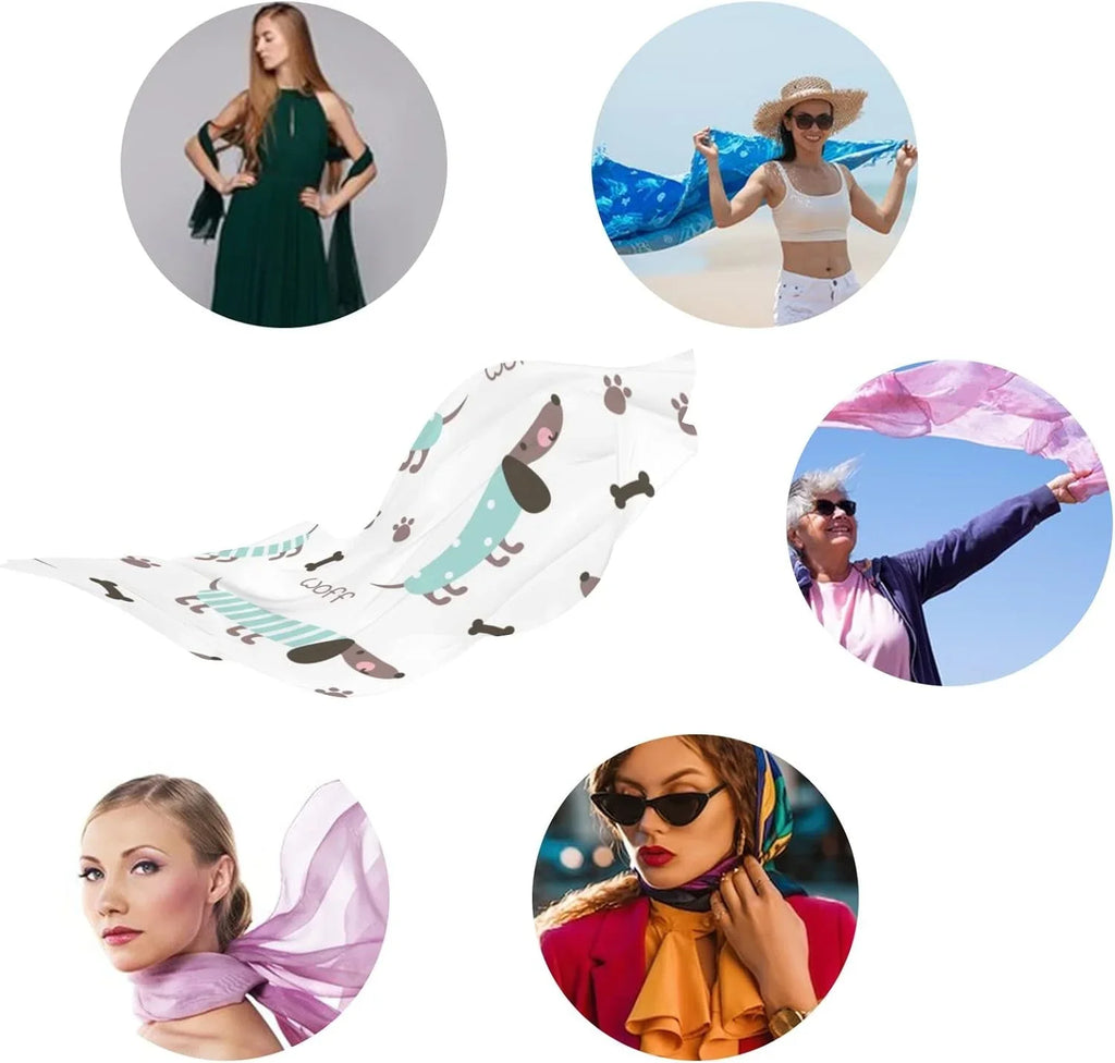Scarves Lightweight Girls Long And Scarf Dachshunds Hyjoy for Shawl Silk Wrap Women Neck Bones